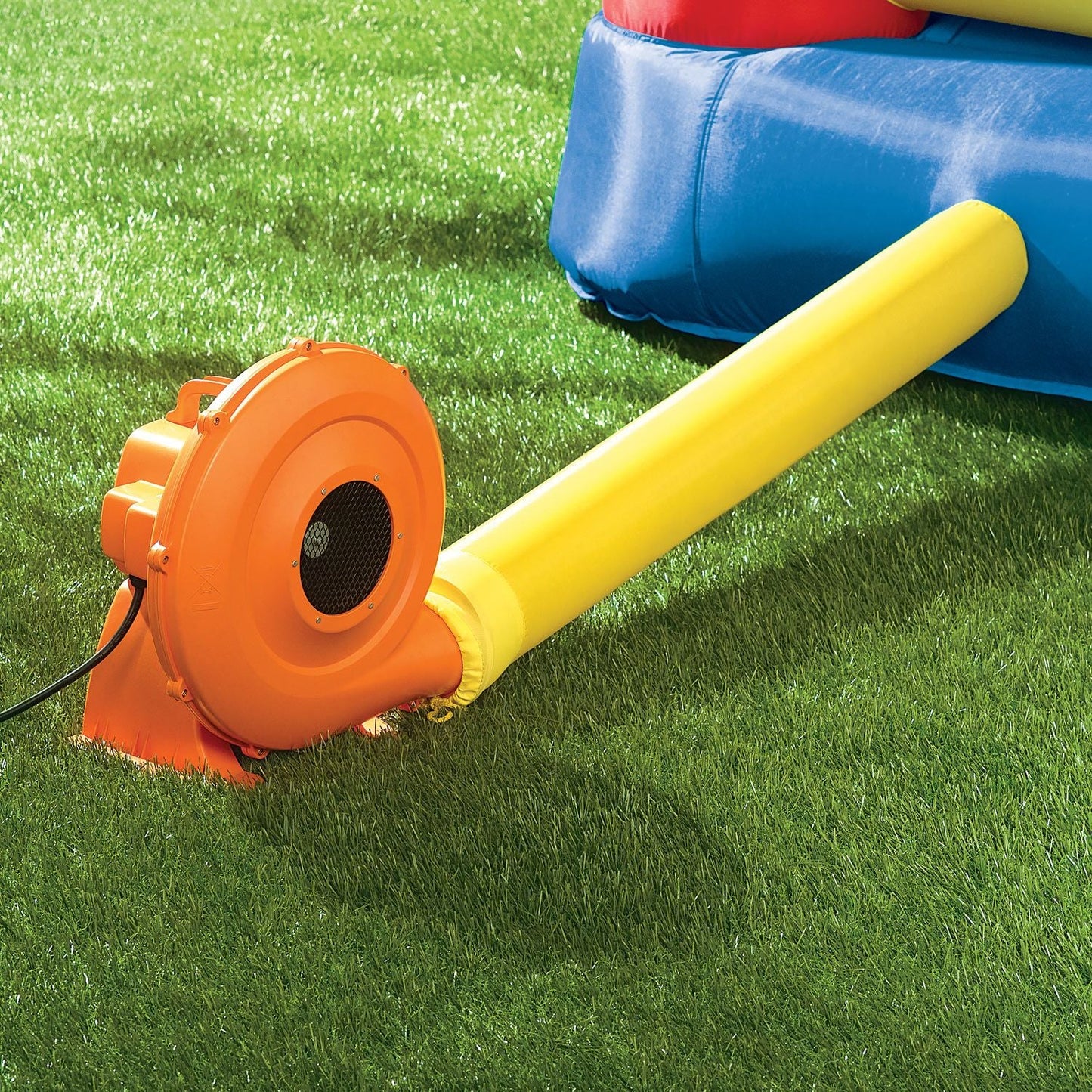 After inflation, blower must run continuously while children are playing