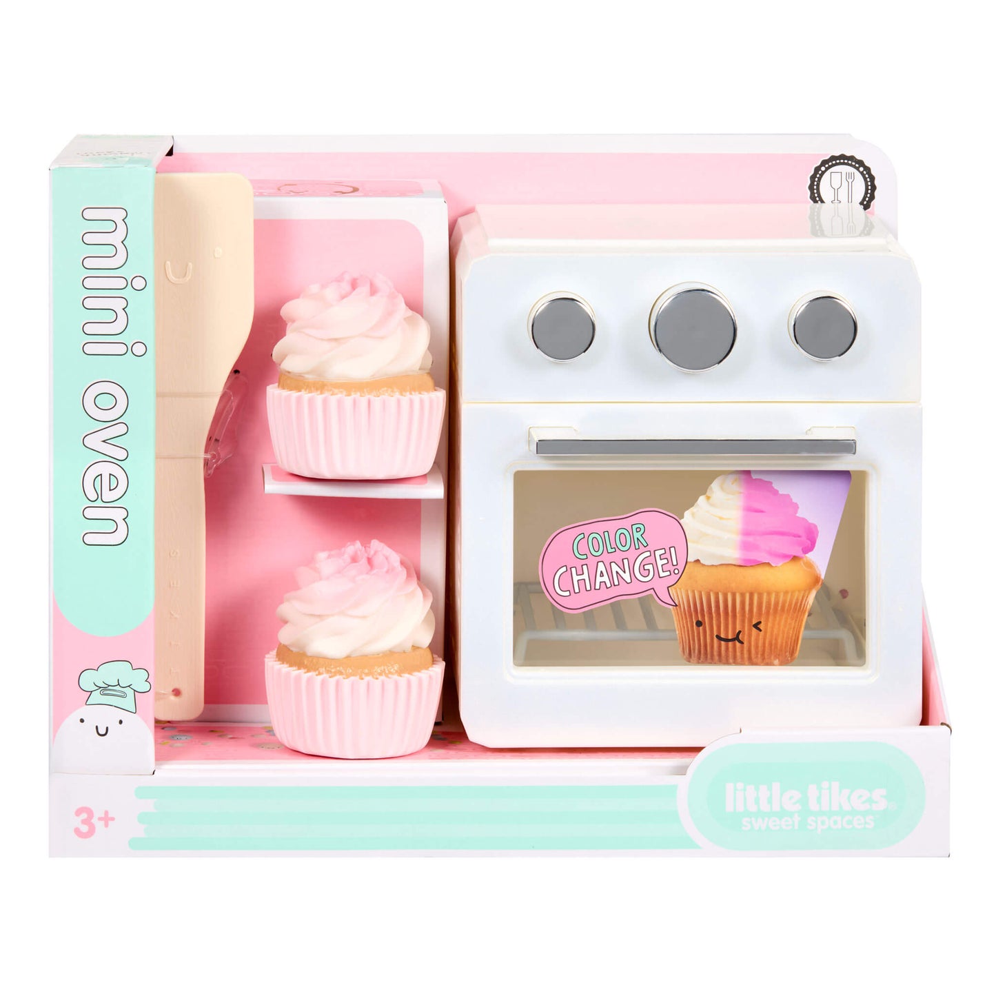 Packaging of mini oven with brand Little Tikes on a white background