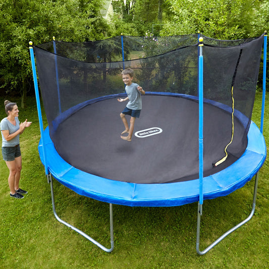 Bouncing on the trampoline kids will burn off some extra energy while having fun