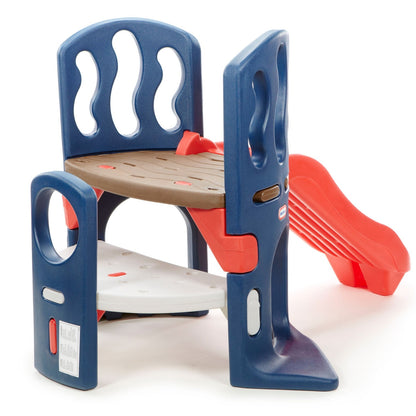 Wide, multi-level platforms make it easy for little ones to climb up to the slide landing