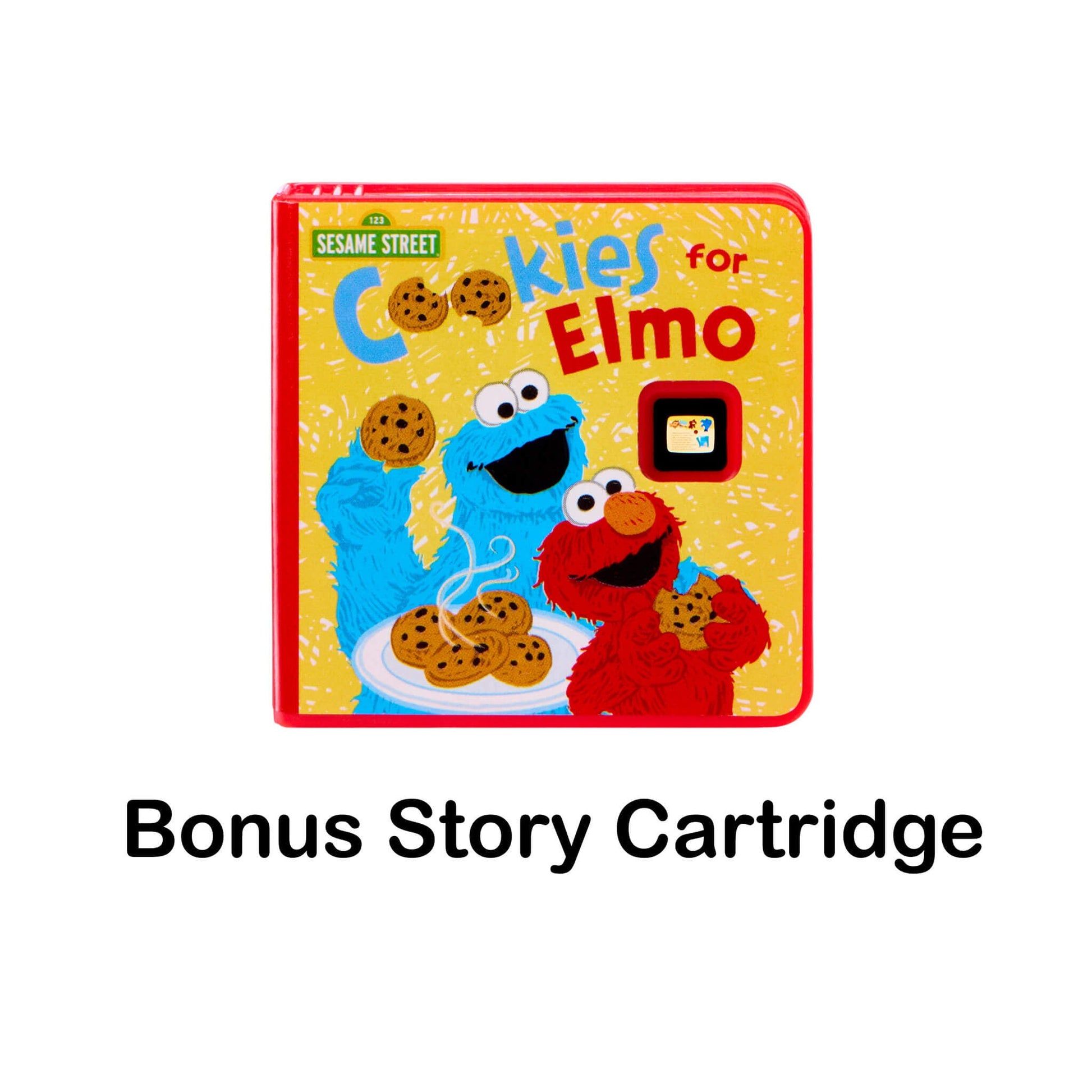 Bonus story cartridge for Sesame Street featuring Cookie Monster and Elmo with cookies.