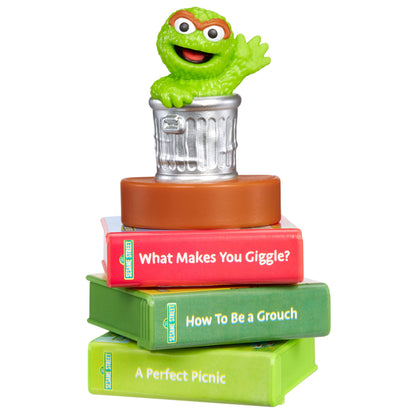Oscar figure on stack of stories