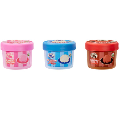 Three ice cream packaging
