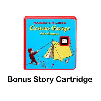 A bonus story cartridge featuring the book cover of 'Curious George Goes Camping' by Margret & H.A. Rey's