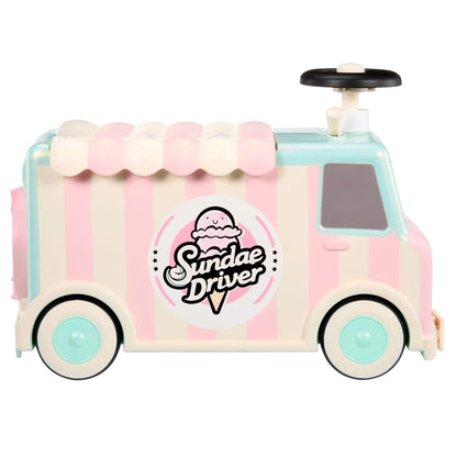 Toy ice cream truck with 'Sundae Driver' logo on a white background