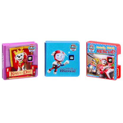 Three colorful books featuring Paw Patrol on a white background