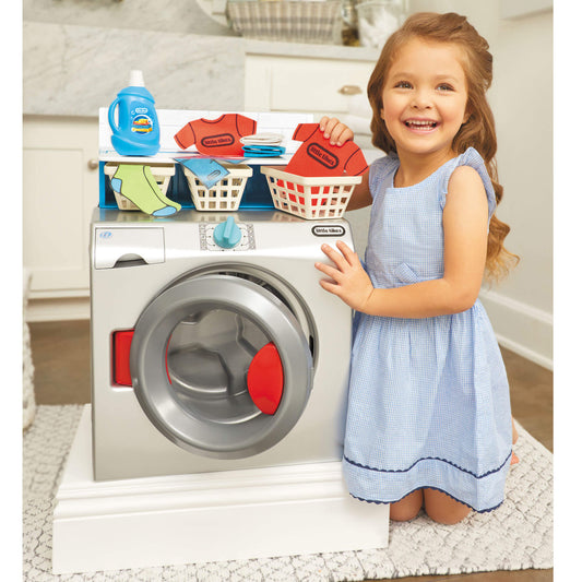 Girl playing with the dryer
