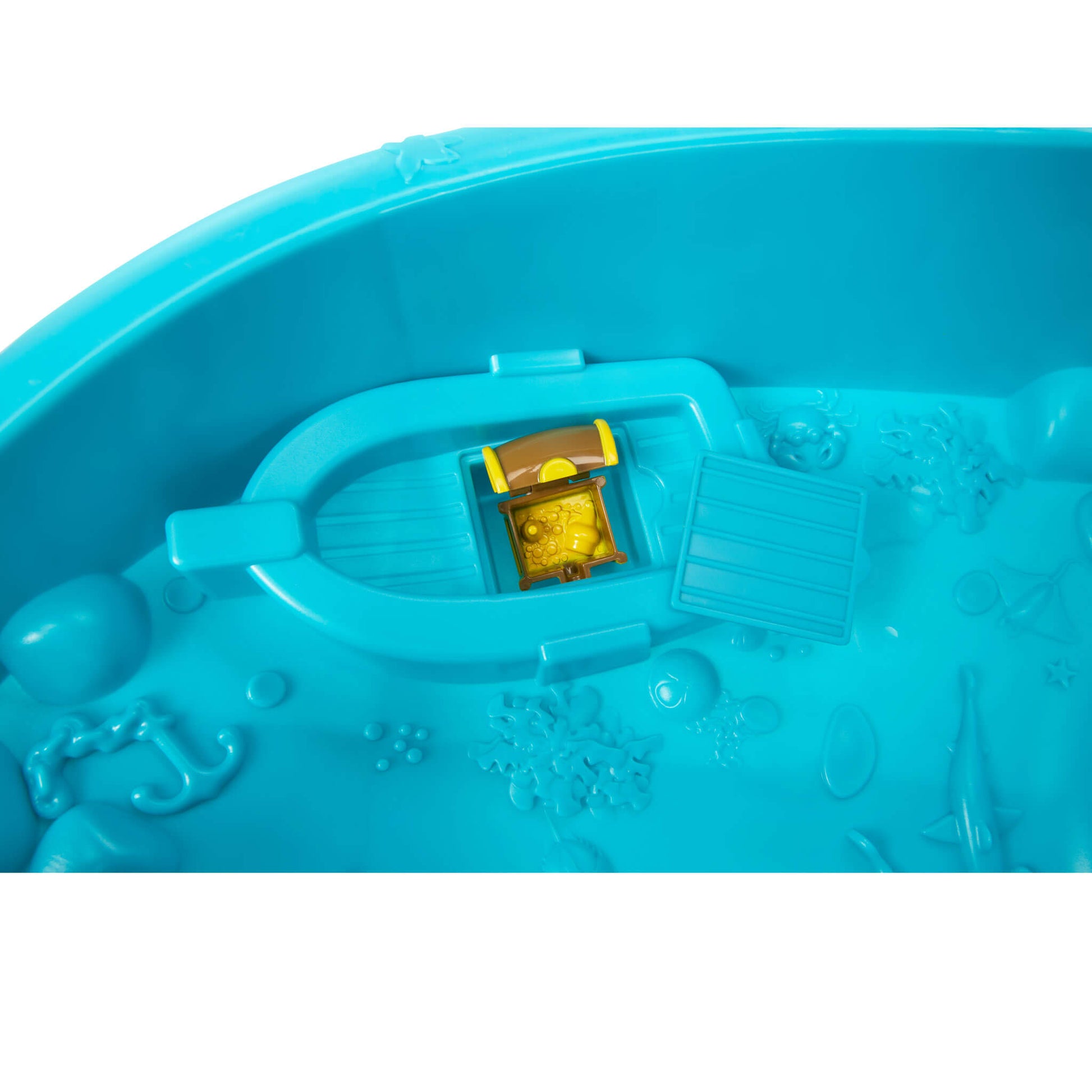 Close-up of a treasure chest with a yellow interior