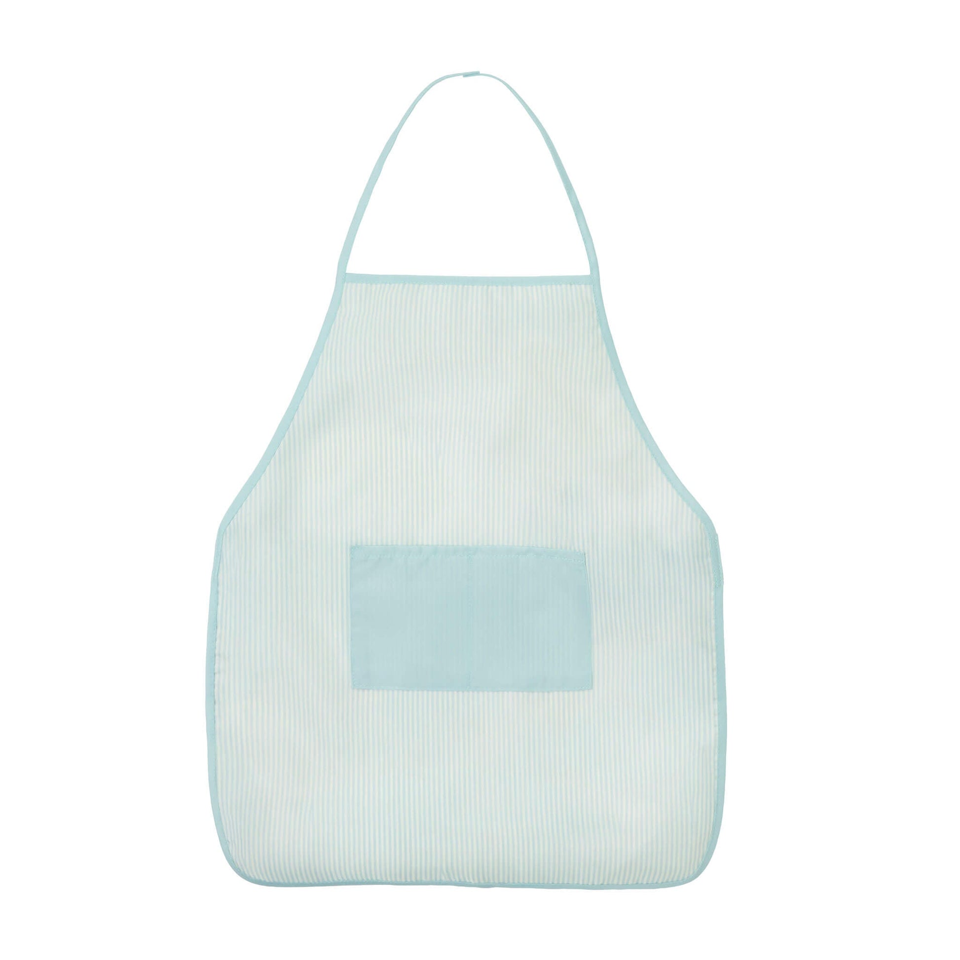 Light blue apron with a pocket on a white background