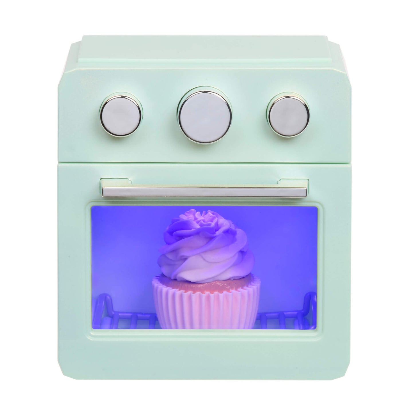 Blue light in oven on a white background