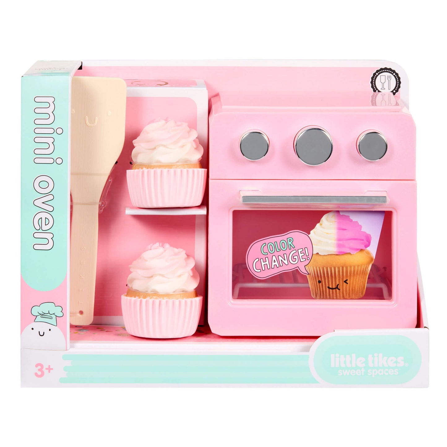 Packaging of mini oven with brand Little Tikes on a white background