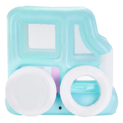 A light blue and white inflatable shaped like a small truck, shown on a plain white background.