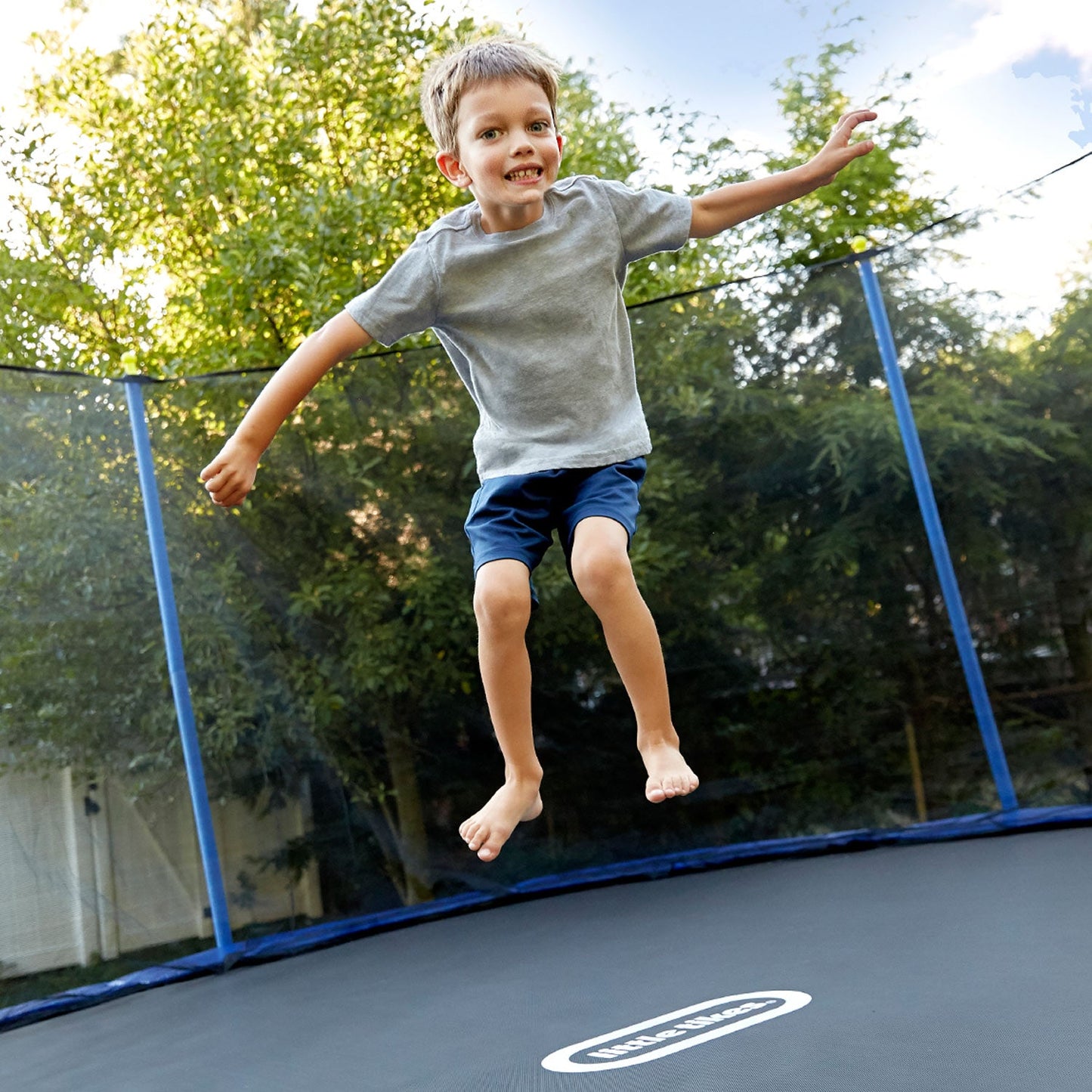 Jumping, bouncing, and soaring kids will Play Big! with the Mega 15-Foot Trampoline